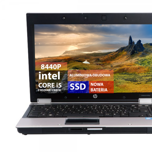 laptop HP 8440p Core i5 2.67GHz 4GB dysk SSD 120GB nowa bateria Windows 10