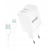 BWOO Ładowarka sieciowa 2x USB 2,4A 12W + kabel USB-C 100cm BIAŁA