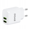 BWOO Ładowarka sieciowa 2x USB 2,4A 12W + kabel USB-C 100cm BIAŁA