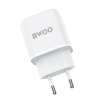 BWOO Ładowarka sieciowa 2x USB 2,4A 12W + kabel USB-C 100cm BIAŁA