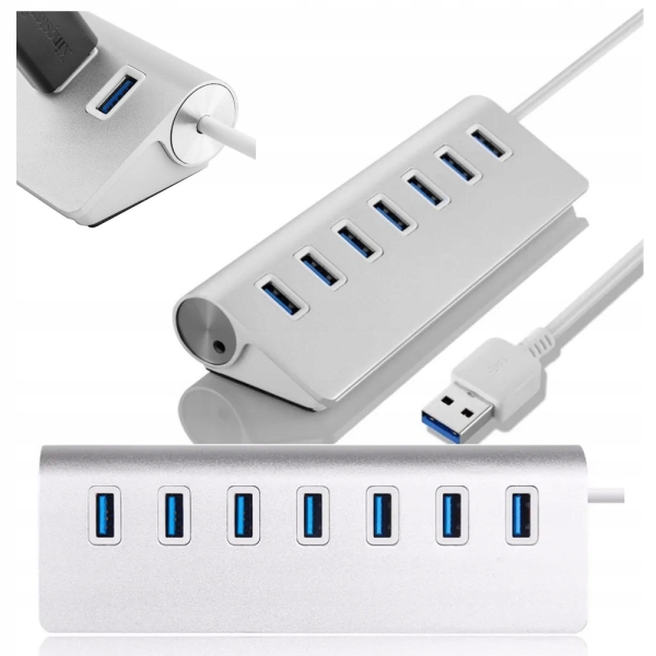 HUB USB ROZGAŁĘŹNIK ROZDZIELACZ PORTÓW 7x USB 3.0 ALUMINIOWY 5Gb/s 30CM
