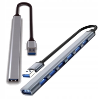 HUB USB 3.0 ROZGAŁĘŹNIK PORTÓW ROZDZIELACZ 7x USB ALUMINIUM SLIM USB 3.2 HUB USB 3.0 ROZGAŁĘŹNIK PORTÓW ROZDZIELACZ 7x USB ALUMINIUM SLIM USB 3.2