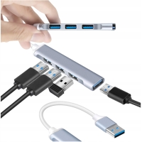 HUB rozdzielacz portu USB 4 porty 4 w 1 aluminiowy idealny do laptopa HUB rozdzielacz portu USB 4 porty 4 w 1 aluminiowy idealny do laptopa