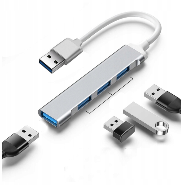 HUB rozdzielacz portu USB 4 porty 4 w 1 aluminiowy idealny do laptopa
