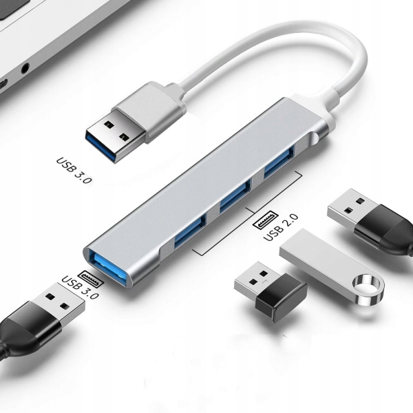 HUB rozdzielacz portu USB 4 porty 4 w 1 aluminiowy idealny do laptopa