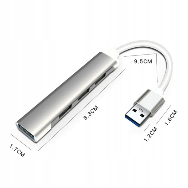 HUB rozdzielacz portu USB 4 porty 4 w 1 aluminiowy idealny do laptopa