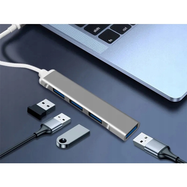 HUB rozdzielacz portu USB 4 porty 4 w 1 aluminiowy idealny do laptopa