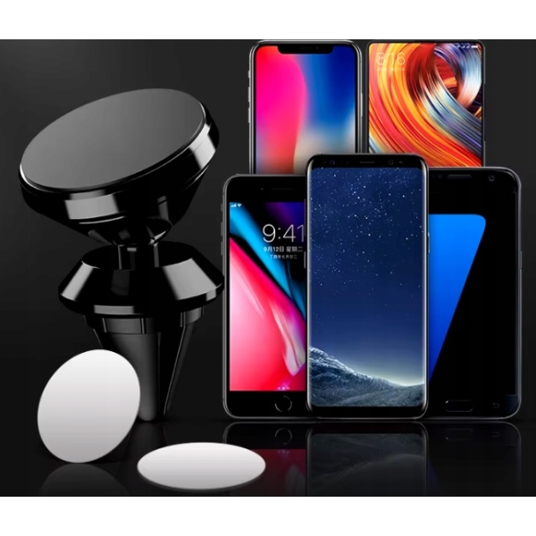 Aluminiowy uchwyt samochodowy do telefonu GSM magnetyczny kratka nawiewu