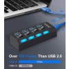 HUB USB 3.0 4 porty włączniki / wyłączniki portów podświetlenie