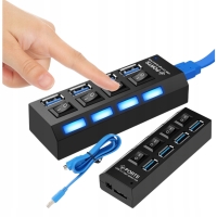 HUB USB 3.0 4 porty włączniki / wyłączniki portów podświetlenie HUB USB 3.0 4 porty włączniki / wyłączniki portów podświetlenie