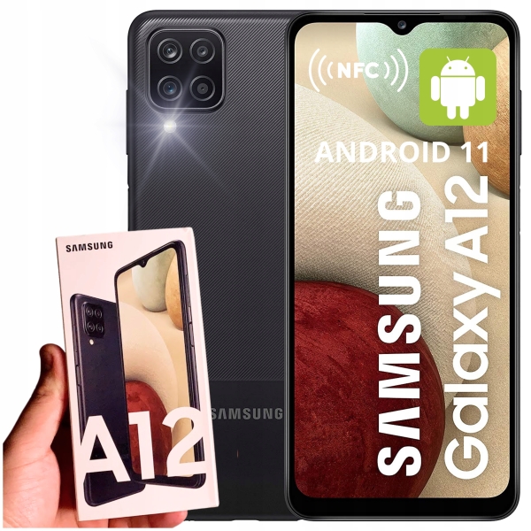 Smartfon Samsung Galaxy A12 4GB 64GB 4G (LTE) 48mpx czarny NFC PUDEŁKO