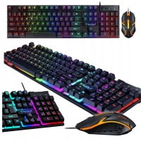 Zestaw dla gracza klawiatura mechaniczna RGB mysz gaming podświetlana USB Zestaw dla gracza klawiatura mechaniczna RGB mysz gaming podświetlana USB